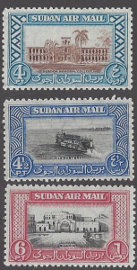 Sudan #C39-41 mint, air mails, various designs, issued 1950