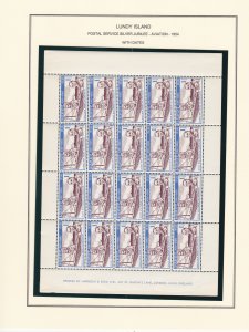 Lundy 10 Full Sheets of Low Value Stamps, some selvage damage