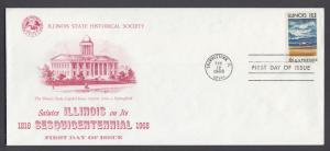 US Planty 1339-24 FDC.1968 6c Illinois FDC, State Historical Society 1st cachet