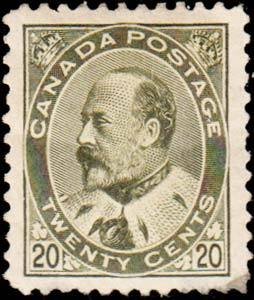 Canada Scott 94 Unused with pulled perforation and hinge remnant.