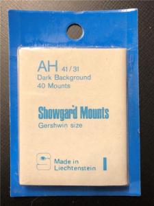 Stamp Mounts Supplies Showgard New 40 mounts 41mm by 31mm Black back Precut