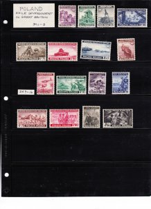 KAPPYS STAMPS  POLAND WORLD WAR TWO RELATED 40 DIFFERENT ON PAGE  CL283
