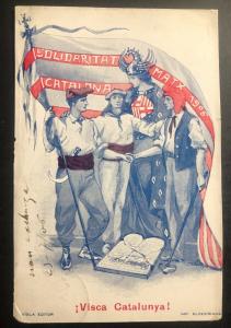 1906 Barcelona Spain Patriotic Postcard Cover To Lanesville Usa live Catalonia !