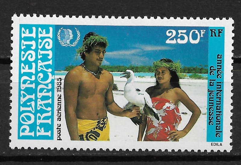 1985 French Polynesia C214 Island youths with frigate bird MNH