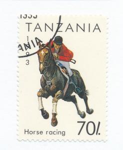 Tanzania 1992 Scott 1020 CTO - 70sh, sports, Horse racing