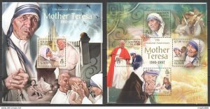 2013 Solomon Islands Mother Teresa Pope John Paul Ii #1841-45 1+1 ** Ls082