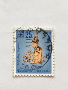 Ceylon – Unk. Year – Single Art “Nude” Stamp – SC# Unknown - Used