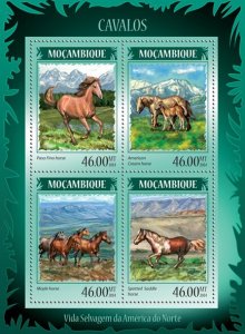 MOZAMBIQUE - 2014 - Horses - Perf 4v Sheet - Mint Never Hinged