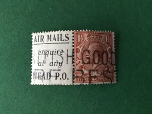 G.B. King George V 1930’s Air Mails Advert Label with Used  Stamp R44954