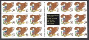 United States 2595a 29¢ Eagle & Shield (1992). Pane of 17. Brown 29. MNH