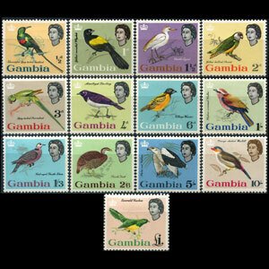 GAMBIA 1963 - Scott# 175-87 Birds Set of 13 LH short perf.