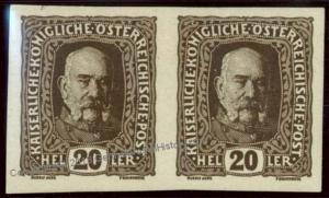 Austria KuK Franz Josef 20H IMPERF Pair  MH 36840