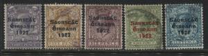 Ireland 1922-23 overprinted values 3d, 5d, 6d, 9d, &10d used  