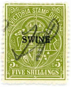(I.B) Australia - Victoria Revenue : Swine Duty 5/- (1928)