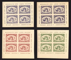 1935 Brooklyn & L.I. Stamp Expo Cinderella Blocks of 4