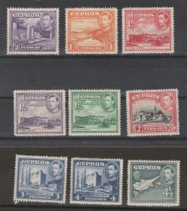 CYPRUS 1938 KGVI PICTORIAL RANGE TO 41/2PI