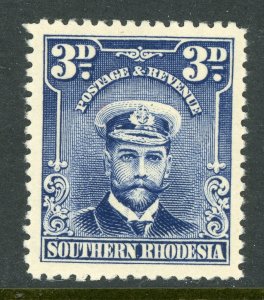 Southern Rhodesia 1924 British KGV 3d Blue Scott #5 Mint A909