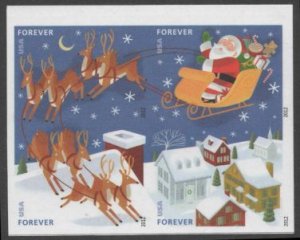 US Stamp #4712-15c MNH - Christmas Santa & Reindeer Imperforate Block of 4