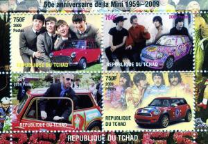 Chad 2009 THE BEATLES MINI COOPER Sheet Perforated Mint (NH)