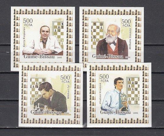 Guinea Bissau, Mi cat. 3450-3453. Chess Champions issue as Small s/sheets.