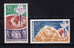Ivory Coast stamps #215 - 216, MNH OG, XF 