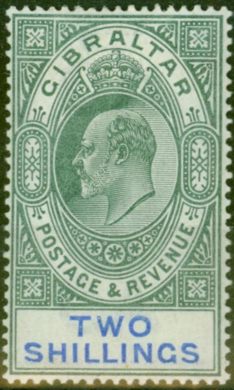 Gibraltar 1903 2s Green & Blue SG52 Fine & Fresh Lightly Mtd Mint (2)