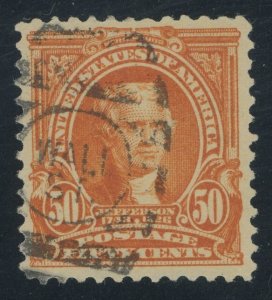 USA 310 - 50 cent Jefferson - VF Used - Wall St Cancel - tiny corner crease