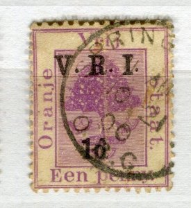 ORANGE FREE STATE; 1900 early classic QV used ' VRI 1d.' surcharged , Postmark.