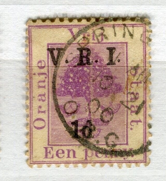 ORANGE FREE STATE; 1900 early classic QV used ' VRI 1d.' surcharged , Postmark.