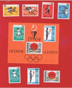 Ghana #179-185a  MNH OG   Olympics  w/SS   Free S/H