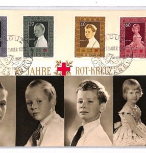 LIECHTENSTEIN Card 1956 RED CROSS/ROYALTY Vaduz {samwells-covers} PH28