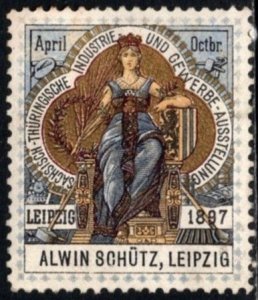 1897 Germany Poster Stamp Saxon-Thuringian Industry & Trade Exhibition, Leipzig