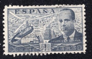 Spain 1939 4p dull blue Autogiro Airmail, Scott C108 used, value = $2.75