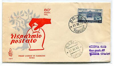 Italy FDC Venetia 1956 Postal savings not traveled