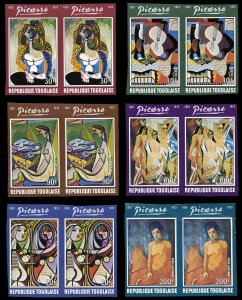 Togo #868-870, C217-219, 1974 Paintings By Picasso, complete set of imperf. h...