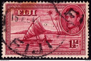 FIJI 1942 KGVI 1½d Carmine Die II Perf 14 SG252b Used