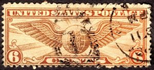 1934, US 6c, Winged Globe, Used, Color changeling, Sc C19