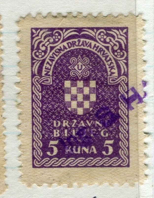 CROATIA; 1940s early classic Revenue/Fiscal issue fine used 5k. value