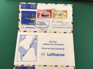 Rio de Janeiro Gambia Lufthansa double pull out  airmail postal cover Ref 61754