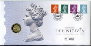 2009 HIGH VALUE DEFINITIVES ONE POUND COIN COVER £1 BUNC