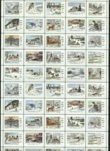 Sweden. Christmas Seal 1990/91 Mnh. Full Sheet Folded. Winter. Lighthouse,Birds 