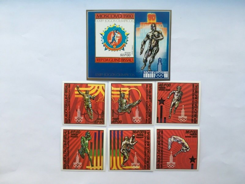 GUINEA BISSAU 1980 554-59 Block 166 B  Olympics Games Moscow Mint 