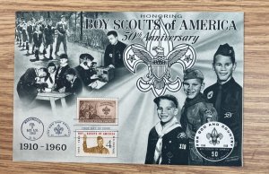 KAPPYS USA 1960 BOY SCOUTS 50TH ANNIVERSARY FIRST DAY COVER LARGE FLEETWOOD Z114