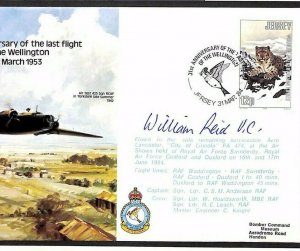 GB JERSEY Cover Signed Dambuster BILL REID VC Pilot WW2 Wellington Bomber MS2651