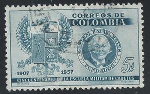 Colombia #673 5c Arms of Military Academy & Gen Reyes