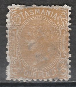 TASMANIA 1891 QV 4D WMK TAS WITH LINES PERF 12