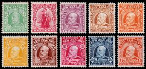 New Zealand Scott 130-139 (1909-12) Mint LH VF Complete Set, CV $283.75 M