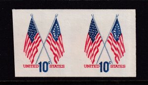 1973 Imperforate coil pair Sc 1519a 10c Crossed Flags error MNH (D7B