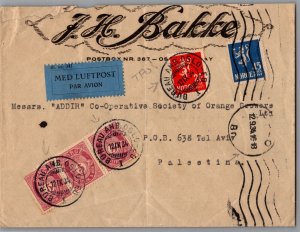 1934 Oslo Norway Airmail Commercial Cover to Tel Aviv Palestine