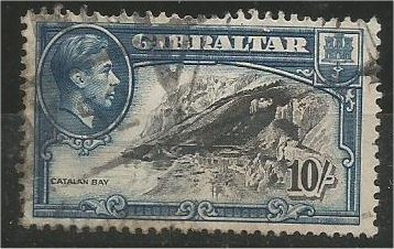 GIBRALTAR, 1943, used 10sh, Catalan Bay Scott 117